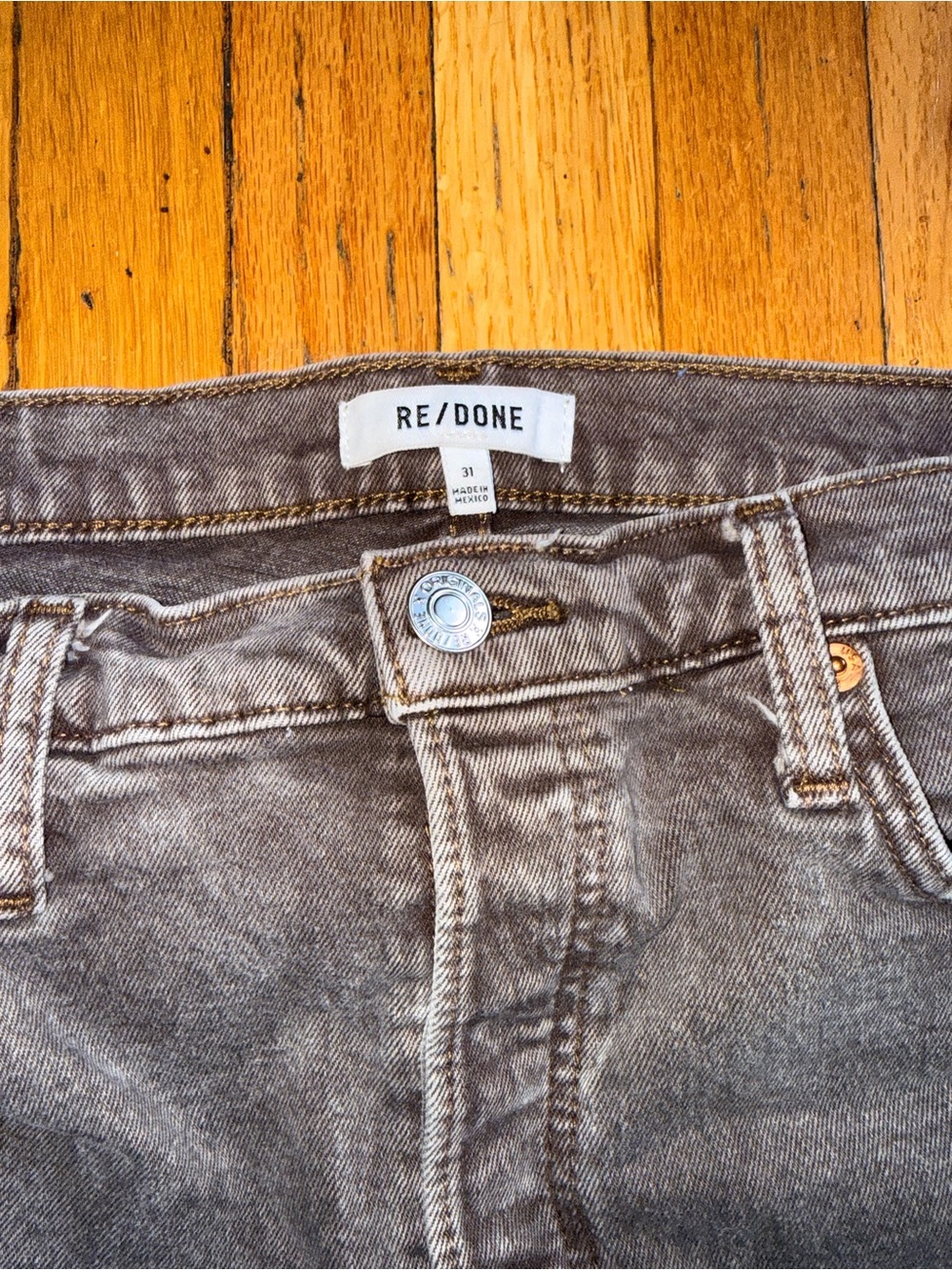 RE/DONE brown straight leg high waist jeans